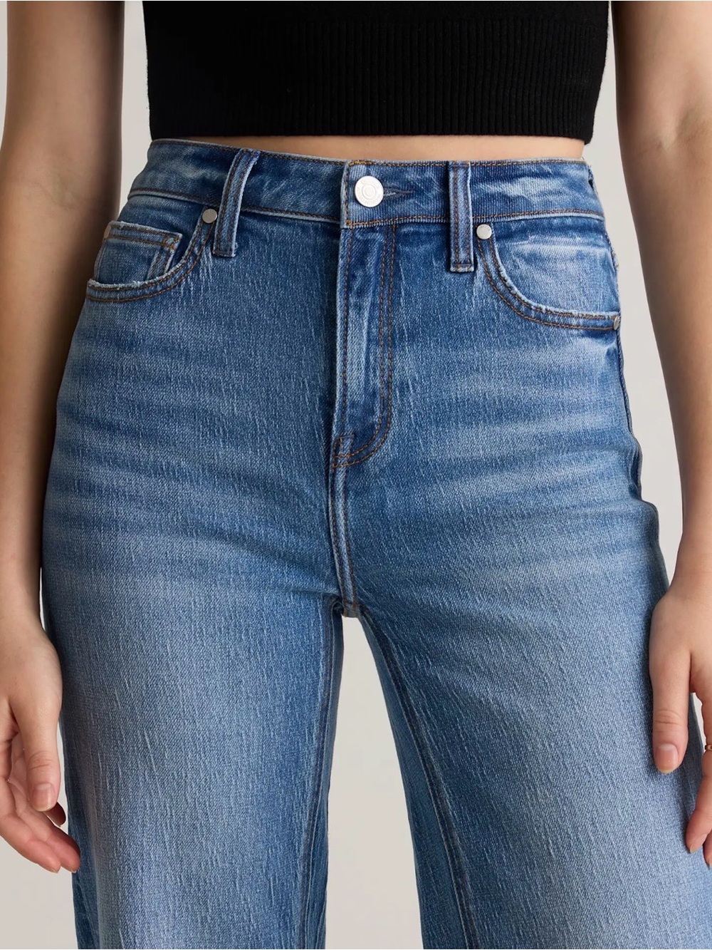 Quince Bella Stretch Relaxed Straight Leg Jeans - Atlantic Blue, Size 27 - Picture 3 of 10